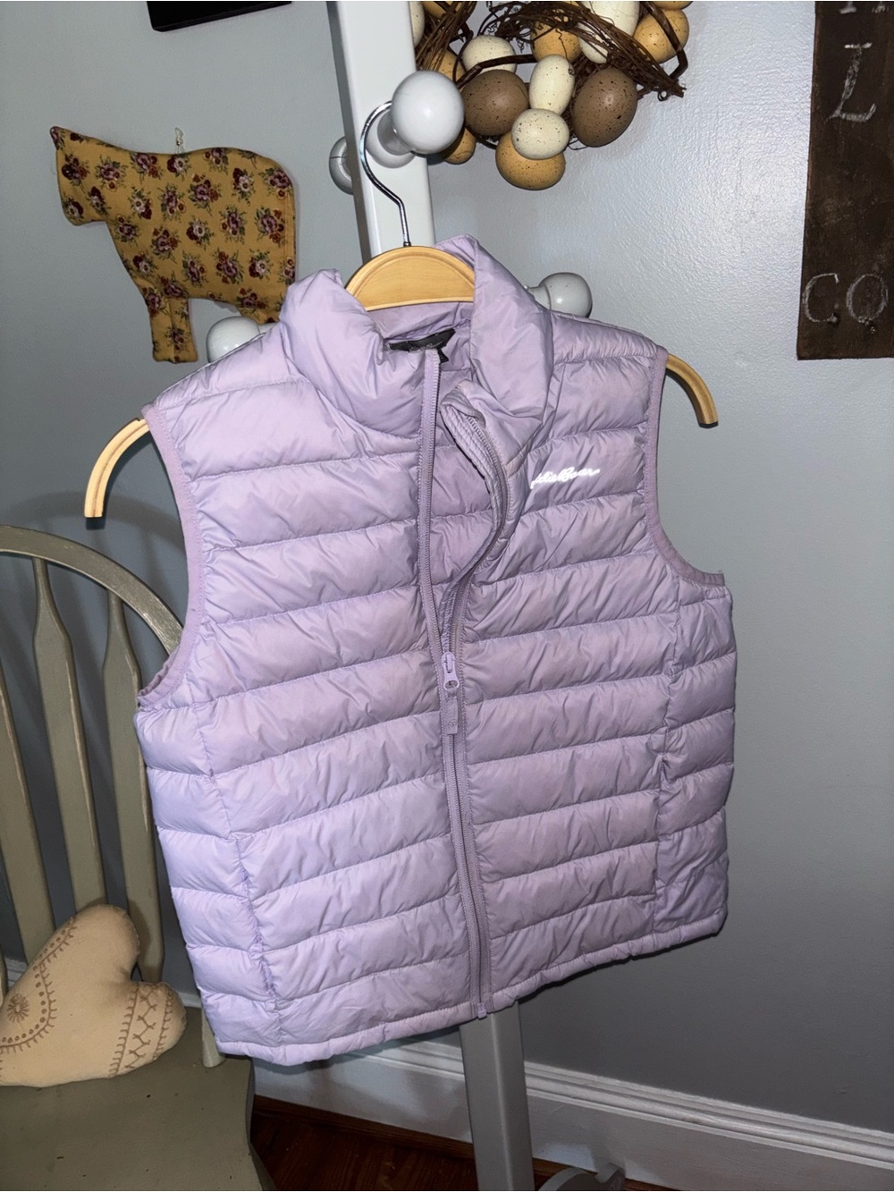 Eddie Bauer Med Kids Light Lavender Quilted Puffer Vest